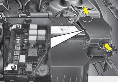 Hyundai Accent (RB; 2011-2013): Localização da caixa de fusíveis