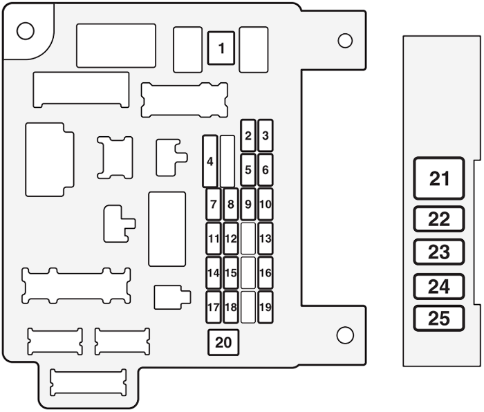 Mitsubishi Lancer (2008-2018): Diagrama de fusíveis