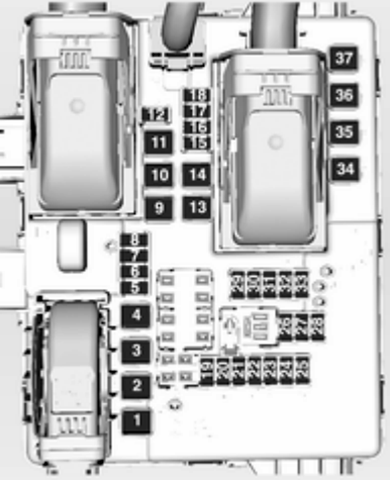 Opel Insignia (2014-2017): Diagrama de fusíveis