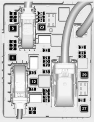 Opel Zafira Tourer С (2011-2016): Diagrama de fusíveis