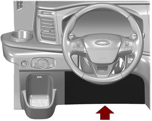 Tourneo Custom Hybrid / Transit Custom Hybrid (2019-2021): Localização da caixa de fusíveis