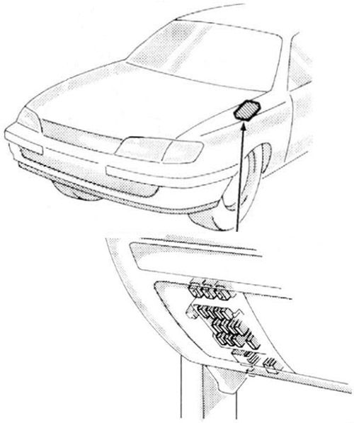 Toyota Corona (T210; 1996-1998): Localização da caixa de fusíveis