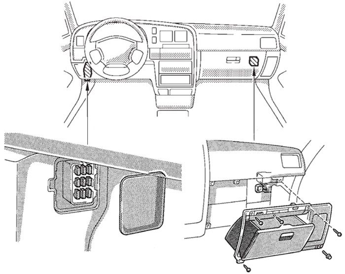 Toyota Hilux (2001-2004): Localização da caixa de fusíveis