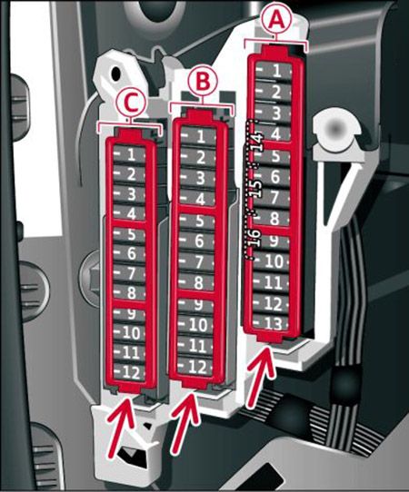 Audi A6 Hybrid (2012-2014): Diagrama de fusíveis