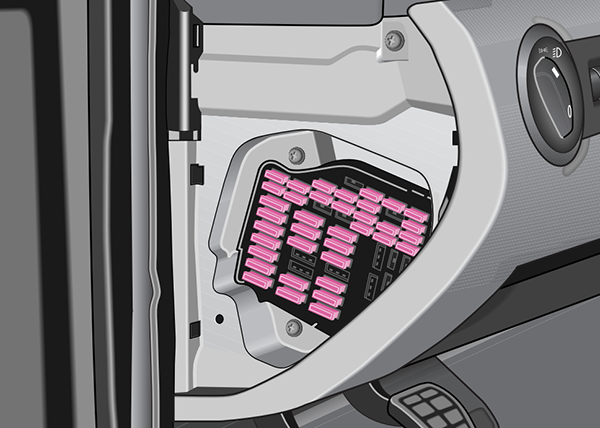 Skoda Octavia Tour I (2004-2007): Localização da caixa de fusíveis