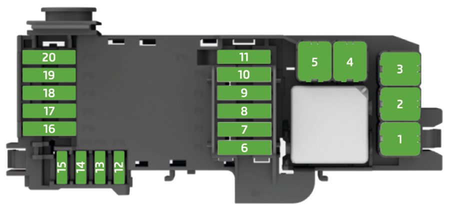 Skoda Rapid (2019-2021): Diagrama de fusíveis