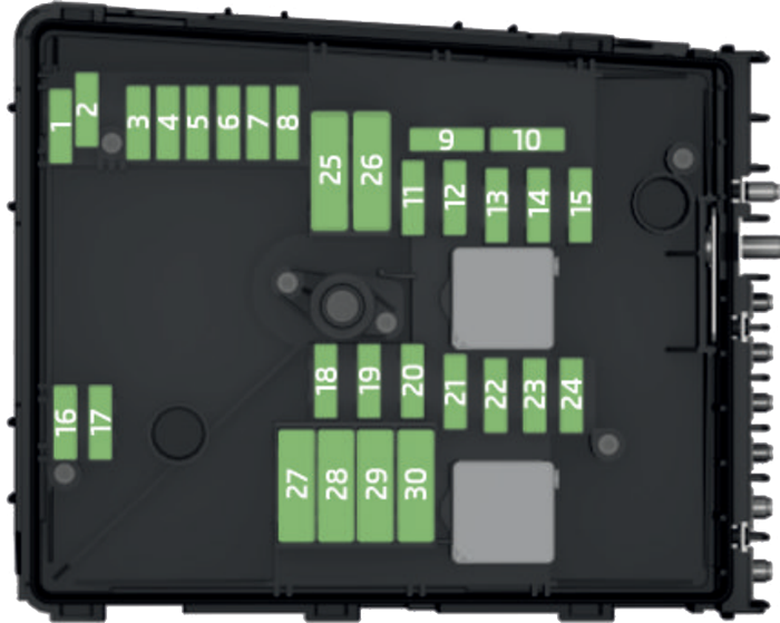 Skoda Yeti (2013-2017): Diagrama de fusíveis