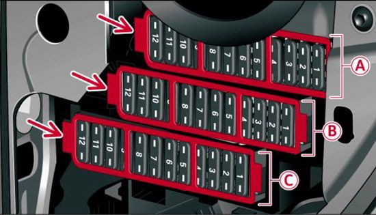 Audi Q7 (2010-2015): Diagrama de fusíveis
