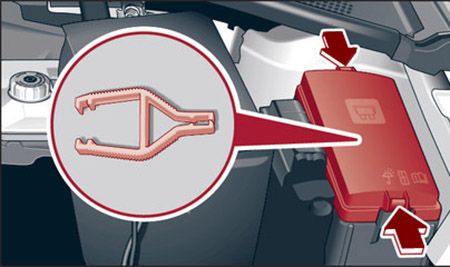 Audi TT (2015-2020): Localização da caixa de fusíveis