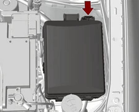 Chevrolet Cobalt (2011-2018): Localização da caixa de fusíveis