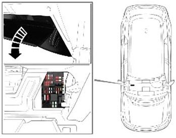 Land Rover Range Rover (L405; 2016-2022): Localização da caixa de fusíveis