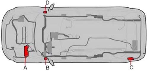 Volvo XC90 (2003-2004): Localização da caixa de fusíveis