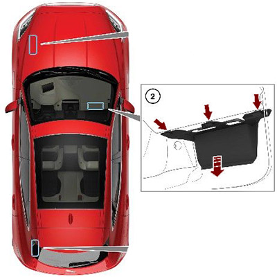 Jaguar E-Pace (X540; 2017-2024): Localização da caixa de fusíveis